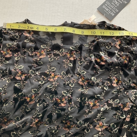 New Rebecca Taylor Womens Top 8 Floral Velvet Semi Sheer Silk Blend Black - Picture 8 of 13
